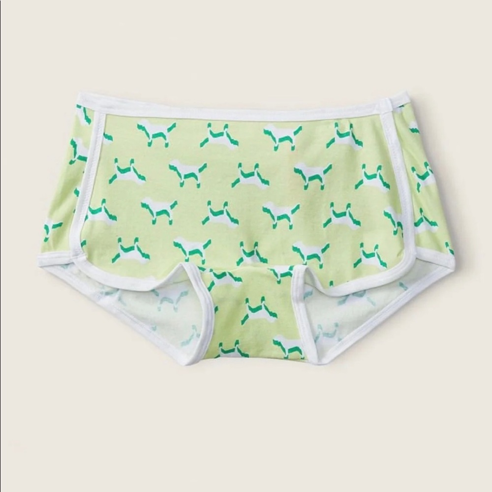 Victoria's Secret PINK COTTON BOYSHORT in Icy Lime Dogs Print Size Large